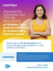 Promoción de ahorro con descuento exclusivo en la compra de sistemas y renovaciones CONTPAQi